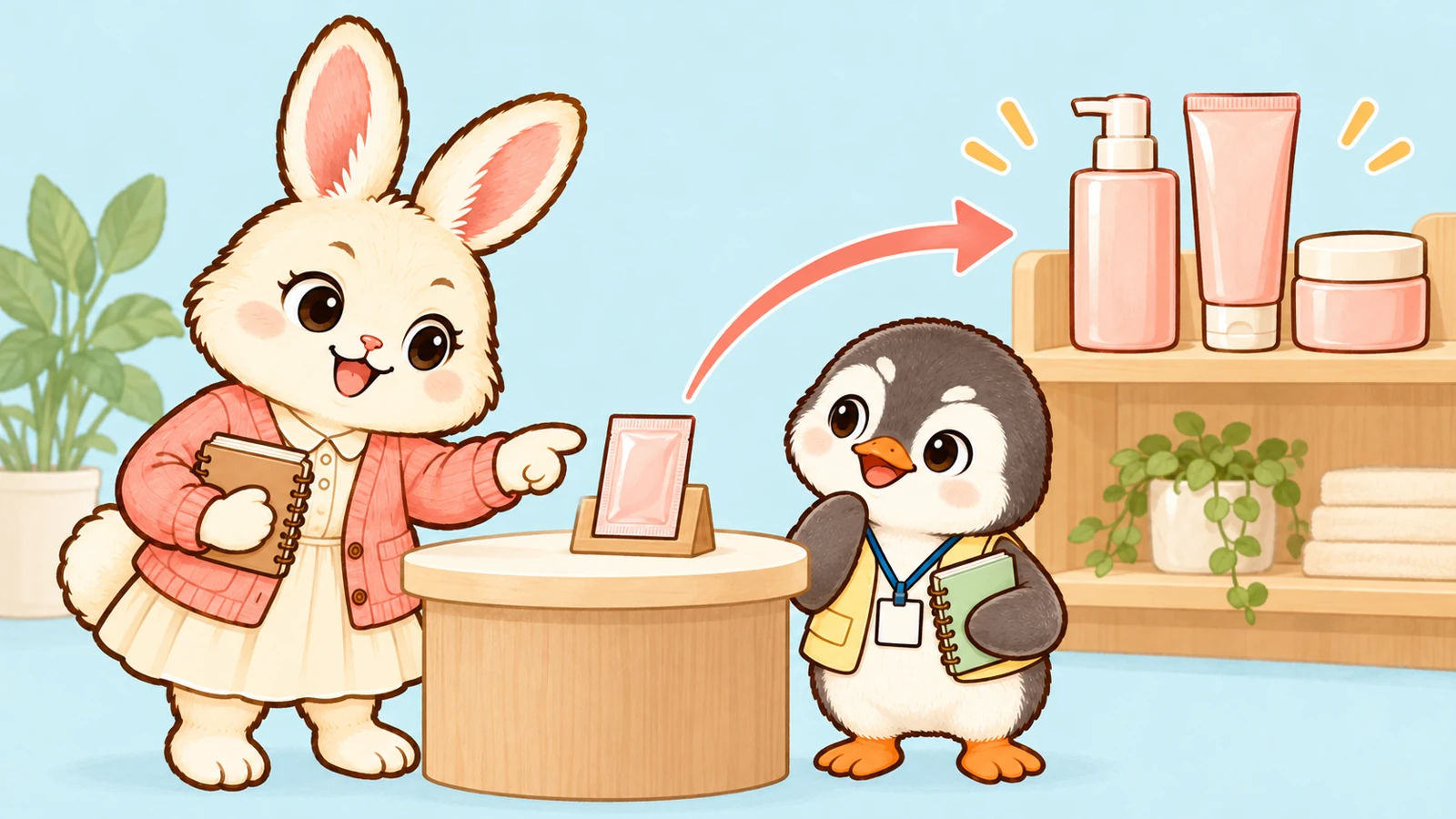 マーケティングでいう「フロントエンド商品」と「バックエンド商品」を、動物社員の会話で解説します。営業・広報・サポート・経理、それぞれの仕事での使い方と、よくある失敗まで。